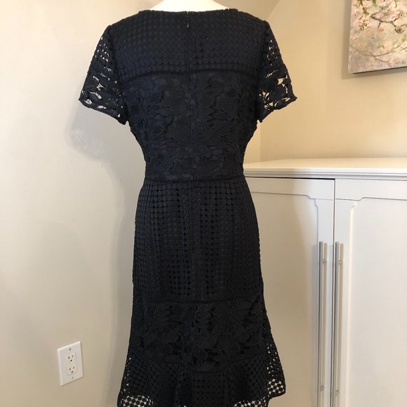 NWT - rsvp by Talbots Short Sleeve Black Mixed Lace Fit & Flare Dress, Sz. 12P - Picture 5 of 8